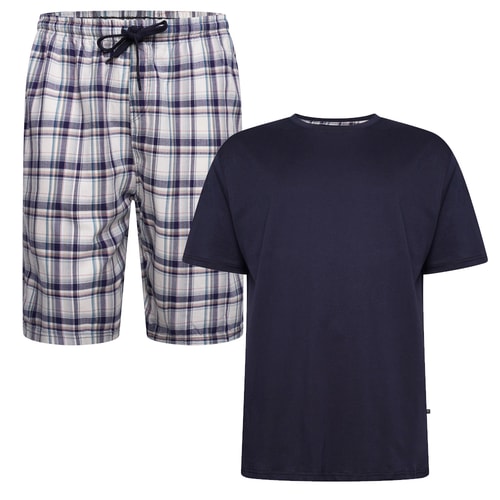 KAM Set aus T-Shirt und Shorts mit Karomuster, Marineblau
